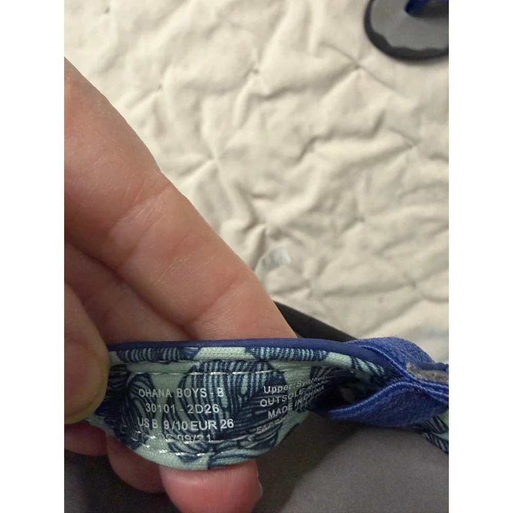 OluKai Ohana Slingback Flipflops Boys 9/10 Blue Gray Summer Vacation Beach Comfy